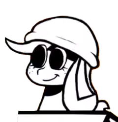 Size: 446x465 | Tagged: safe, artist:rainbrony, applejack, earth pony, pony, g4, friday night funkin', funkin' is magic, happy, military, military hat, monochrome, simple background, smiling, solo, transparent background, vector