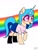 Size: 768x1024 | Tagged: safe, pony, unicorn, clothes, female, friday night funkin', heart, heart eyes, horn, mare, pants, ponified, rainbow, raised hoof, shirt, shoes, simple background, sky (friday night funkin'), smiling, solo, white background, wingding eyes