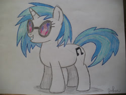 Size: 2828x2121 | Tagged: safe, artist:johnmarkee1995, dj pon-3, vinyl scratch, pony, unicorn, 2013, female, high res, mare, simple background, solo, traditional art, white background