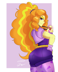 Size: 1095x1365 | Tagged: safe, artist:lonercroissant, adagio dazzle, human, equestria girls, g4, my little pony equestria girls: rainbow rocks, adagio dat-azzle, ass, butt, female, gem, hand on hip, looking at you, siren gem, smiling, smirk, solo