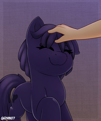 Size: 2000x2400 | Tagged: safe, artist:rivin177, oc, earth pony, human, pony, commission, eyes closed, hand, high res, melting, petting, raised hoof, simple background, sparkles, ych result
