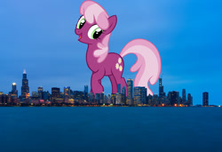 Size: 1600x1094 | Tagged: safe, artist:shelltoon, artist:thegiantponyfan, cheerilee, earth pony, pony, g4, chicago, female, giant pony, giant/macro earth pony, giantess, highrise ponies, illinois, irl, macro, mare, mega giant, photo, ponies in real life