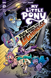 Size: 2063x3131 | Tagged: safe, artist:andy price, idw, official comic, hitch trailblazer, izzy moonbow, pipp petals, sunny starscout, zipp storm, earth pony, pegasus, pony, unicorn, g5, my little pony: a new generation, official, spoiler:comic, spoiler:g5comic, spoiler:g5comic05, :o, comic cover, cover, cover art, female, high res, male, mane five, mane stripe sunny, mare, my little pony logo, open mouth, parody, ponified, signature, stallion, stephen king, tales from the crypt, text