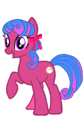 Size: 1280x1920 | Tagged: safe, artist:darkpinkmonster, artist:kinnichi, artist:user15432, oc, oc only, oc:heart-loud horn, earth pony, pony, base used, bow, earth pony oc, female, full body, gradient mane, gradient tail, hair bow, hooves, mare, open mouth, open smile, raised hoof, simple background, smiling, solo, standing, tail, transparent background