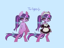 Size: 1361x1021 | Tagged: safe, artist:cutesykill, twilight sparkle, unicorn, semi-anthro, g4, arm hooves, clothes, dress, looking at you, maid, maidlight sparkle, solo, unicorn twilight