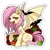 Size: 500x500 | Tagged: safe, artist:zakro, fluttershy, bat, bat pony, pony, g4, apple, bat ponified, female, flutterbat, food, mare, race swap, simple background, solo, white background, wings