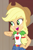 Size: 651x1000 | Tagged: safe, screencap, applejack, human, equestria girls, equestria girls specials, g4, my little pony equestria girls: better together, my little pony equestria girls: holidays unwrapped, the cider louse fools, applejack's hat, arm, belt, blonde hair, breasts, bust, clothes, collar, cowboy hat, cropped, cute, cutie mark on clothes, denim, denim skirt, female, freckles, geode of super strength, green eyes, hand on hip, happy, hat, jackabetes, jewelry, long hair, low ponytail, magical geodes, necklace, open mouth, open smile, orange skin, ponytail, shirt, skirt, smiling, solo, stetson, t-shirt, teenager, teeth