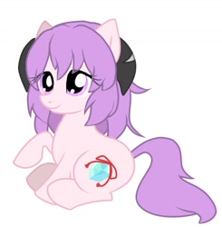 Size: 1486x1515 | Tagged: safe, artist:namaenonaipony, earth pony, pony, female, hanyuu, higurashi no naku koro ni, ponified, raised hoof, simple background, sitting, solo, white background