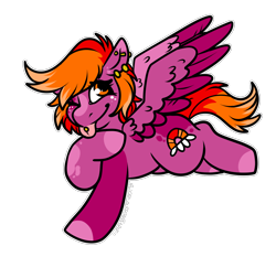Size: 1320x1228 | Tagged: safe, artist:sexygoatgod, oc, oc only, pegasus, pony, adoptable, ear piercing, female, lesbian pride flag, piercing, pride, pride flag, simple background, solo, tongue out, tongue piercing, transparent background