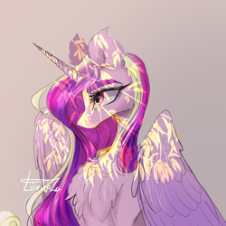 Size: 2000x2000 | Tagged: safe, artist:livitoza, princess cadance, alicorn, pony, g4, chest fluff, dappled sunlight, ear fluff, female, high res, mare, profile, solo