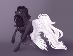 Size: 3000x2300 | Tagged: safe, artist:mojitooooo, oc, oc only, pegasus, pony, high res, monochrome, sparkly mane, two toned coat