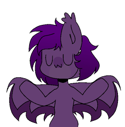 Size: 519x523 | Tagged: artist needed, safe, oc, oc:midnight purple, bat pony, bat pony oc, chibi, colored, facial markings, flat colors, shrug, simple background, transparent background, uwu