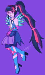 Size: 1148x1908 | Tagged: safe, artist:denisseguadiana, sci-twi, twilight sparkle, human, equestria girls, g4, legend of everfree, boots, crystal guardian, crystal wings, high heel boots, shoes, solo, wings
