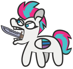 Size: 1356x1287 | Tagged: safe, artist:threetwotwo32232, zipp storm, pegasus, pony, g5, female, knife, mare, simple background, solo, transparent background, wat