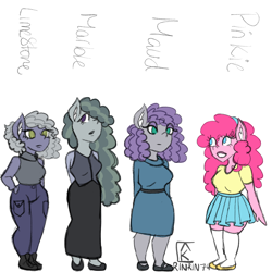 Size: 2048x2048 | Tagged: safe, artist:mintymelody, limestone pie, marble pie, maud pie, pinkie pie, earth pony, anthro, g4, alternate hairstyle, ambiguous facial structure, high res, pie sisters, siblings, sisters