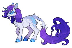 Size: 640x426 | Tagged: safe, artist:xenon, rarity, pony, unicorn, g4, cloven hooves, female, horn, leonine tail, raised hoof, redesign, simple background, smiling, solo, tail, transparent background