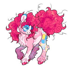 Size: 640x600 | Tagged: safe, artist:xenon, pinkie pie, earth pony, pony, female, raised hoof, redesign, simple background, smiling, solo, transparent background, unshorn fetlocks