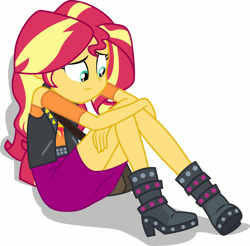 Size: 1000x985 | Tagged: safe, artist:cencerberon, sunset shimmer, human, equestria girls, g4, animated, blinking, female, gif, simple background, solo, white background