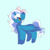 Size: 500x500 | Tagged: safe, artist:wollavast, oc, oc:fleurbelle, alicorn, pony, adorabelle, alicorn oc, blue background, bow, chibi, cute, female, hair bow, horn, mare, ocbetes, simple background, solo, wings