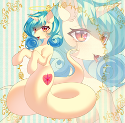 Size: 2816x2760 | Tagged: safe, artist:alus, oc, oc only, oc:seven sister, lamia, original species, pony, snake, snake pony, unicorn, forked tongue, heart, heart eyes, high res, solo, wingding eyes, zoom layer