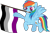 Size: 1304x865 | Tagged: safe, alternate version, artist:yeetmedownthestairs, rainbow dash, pegasus, pony, g4, asexual, asexual pride flag, commission, cute, dashabetes, face paint, female, flag, grin, mare, mouth hold, pride, pride flag, pride month, raised hoof, raised leg, simple background, smiling, solo, transparent background, ych result