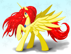 Size: 2000x1500 | Tagged: safe, artist:ragurimo, oc, oc only, alicorn, pony, horn, palindrome get, raised hoof, solo, wings