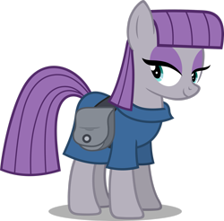 Size: 2469x2429 | Tagged: safe, artist:cencerberon, maud pie, earth pony, pony, g4, .svg available, bag, female, high res, mare, saddle bag, shadow, simple background, smiling, solo, transparent background, vector, when she smiles