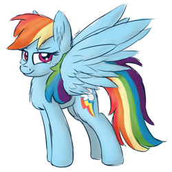 Size: 1000x1000 | Tagged: safe, artist:litrojia, rainbow dash, pegasus, pony, g4, colored sketch, female, lidded eyes, looking at you, mare, simple background, smiling, smiling at you, solo, spread wings, transparent background, wings