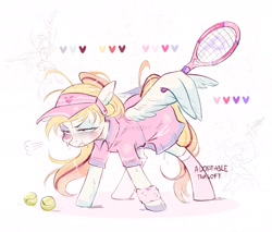 Size: 3809x3247 | Tagged: safe, artist:twisoft, oc, oc only, pegasus, pony, adoptable, high res, solo, tennis racket, wing hands, wings