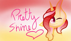 Size: 1280x750 | Tagged: safe, artist:prettyshinegp, oc, oc only, pony, unicorn, abstract background, bust, ethereal mane, female, horn, mare, one eye closed, solo, starry mane, unicorn oc, wink