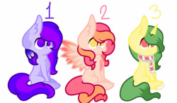 Size: 1280x750 | Tagged: safe, artist:prettyshinegp, oc, oc only, earth pony, pegasus, pony, unicorn, clothes, ear fluff, earth pony oc, female, horn, mare, one wing out, pegasus oc, scarf, simple background, unicorn oc, white background, wings