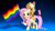 Size: 3840x2160 | Tagged: safe, alternate character, alternate version, artist:owlpirate, applejack, fluttershy, earth pony, pegasus, pony, g4, 3d, 4k, bandana, bipedal, bipedal leaning, female, grin, high res, hoof hold, leaning, lesbian, lesbian pride flag, looking at you, mare, mouth hold, pride, pride flag, pride month, rainbow flag, ship:appleshy, shipping, smiling, smiling at you, source filmmaker