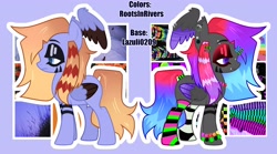 Size: 4096x2271 | Tagged: safe, artist:gothalite, oc, oc only, pegasus, pony, base used, bedroom eyes, clothes, colored wings, duo, makeup, pegasus oc, socks, striped socks, two toned wings, wings