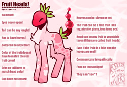 Size: 1280x877 | Tagged: safe, artist:gothalite, oc, oc only, original species, plant pony, pony, augmented, augmented tail, chest fluff, food, plant, reference sheet, solo, strawberry, tail