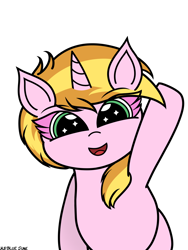 Size: 2304x3072 | Tagged: safe, artist:msbluejune, oc, oc only, oc:muse, pony, cute, female, happy, high res, open mouth, signature, simple background, solo, white background
