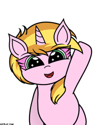 Size: 2304x3072 | Tagged: safe, artist:msbluejune, oc, oc:muse, pony, cute, female, happy, high res, open mouth, signature, simple background, solo, transparent background