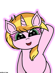 Size: 2304x3072 | Tagged: safe, oc, oc:muse, pony, unicorn, cute, female, glowing, happy, high res, open mouth, signature, simple background, solo, transparent background