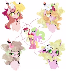 Size: 1992x2160 | Tagged: safe, artist:honeypussy, daisy, flower wishes, lily, lily valley, roseluck, earth pony, pony, g4, bust, female, flower, fusion, lily (flower), mare, raised hoof, simple background, smiling, white background