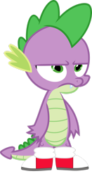 Size: 1280x2445 | Tagged: safe, artist:php170, artist:yetioner, editor:ponygamer2020, spike, dragon, g4, twilight time, clothes, clothes swap, converse, cosplay, costume, crossover, dragons wearing clothes, fangs, frown, male, miles "spike" prower, miles "tails" prower, shoes, simple background, sneakers, solo, sonic the hedgehog (series), spike is not amused, transparent background, unamused, vector