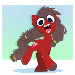 Size: 2500x2500 | Tagged: safe, artist:syrupyyy, oc, oc only, earth pony, pony, high res, open mouth, sharp teeth, solo, teeth