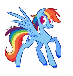 Size: 1620x1685 | Tagged: safe, artist:syrupyyy, rainbow dash, pegasus, pony, g4, eyebrows, eyebrows visible through hair, female, mare, simple background, smiling, smirk, solo, white background