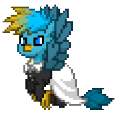 Size: 896x976 | Tagged: safe, artist:gloomy brony, gallus, griffon, pony, pony town, g4, animated, clothes, cosplay, costume, gif, iori yagami, king of fighters, kof, male, pixel art, simple background, solo, transparent background