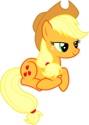 Size: 2066x2901 | Tagged: safe, artist:cencerberon, applejack, earth pony, pony, appleoosa's most wanted, g4, .svg available, applejack's hat, cowboy hat, female, hat, high res, lidded eyes, lying down, mare, prone, simple background, smiling, solo, transparent background, vector