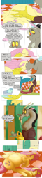 Size: 2894x12093 | Tagged: safe, artist:snspony, discord, fluttershy, draconequus, pegasus, pony, comic:how to care for your (very) pregnant mare, g4, absurd resolution, belly, big belly, comic, duo, duo male and female, eyes closed, female, hand on stomach, kissing, male, mare, plate, preggoshy, pregnant, ship:discoshy, shipping, sleeping, smiling, straight