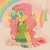 Size: 1000x1000 | Tagged: safe, artist:astroeden, fluttershy, pegasus, pony, antonymph, cutiemarks (and the things that bind us), vylet pony, g4, blushing, cloud, fluttgirshy, gir, headphones, invader zim, rainbow, smiling, solo, sparkles, spread wings, wavy mouth, wings