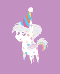Size: 2575x3192 | Tagged: safe, artist:tikibat, oc, oc:confetti cupcake, bat pony, pony, bat pony oc, cute, female, hat, high res, lineless, mare, party hat, pointy ponies, polka dots, ponytail, solo