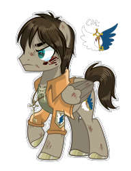 Size: 2000x2600 | Tagged: safe, artist:anno酱w, pegasus, pony, attack on titan, base used, blood, eren jaeger, high res, injured, key, male, ponified, simple background, solo, stallion, teary eyes, transparent background, unhappy
