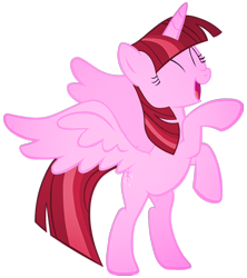 Size: 841x949 | Tagged: artist needed, safe, twilight sparkle, alicorn, pony, g4, ^^, bipedal, emoticlone, eyes closed, female, full body, horn, mare, open mouth, open smile, rearing, recolor, simple background, smiling, solo, spread wings, transparent background, twilight sparkle (alicorn), wings