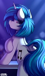 Size: 1250x2100 | Tagged: safe, artist:shadowreindeer, dj pon-3, vinyl scratch, pony, unicorn, g4, butt, chest fluff, dock, female, looking at you, looking back, looking back at you, mare, plot, solo, tail