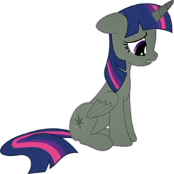 Size: 420x420 | Tagged: safe, twilight sparkle, alicorn, pony, g4, emoticlone, female, floppy ears, horn, mare, recolor, simple background, sitting, transparent background, twilight sparkle (alicorn), wings